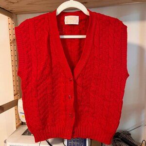 Pendleton Vintage Women's Red 100% Virgin Wool USA Cardigan Vest Sweater Size S